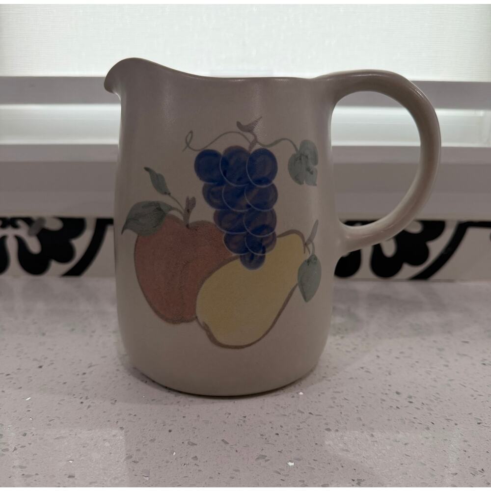 Chatham Stoneware Pitcher, Hand painted Country Harvest Pattern RARE 1960's
